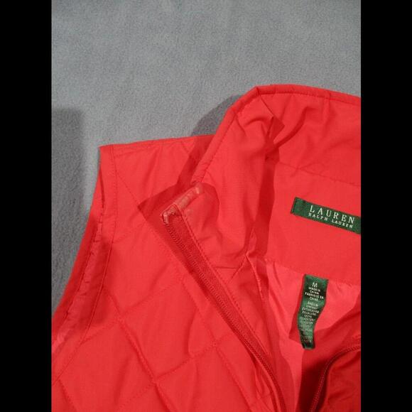 Lauren Ralph Lauren M Coral Quilted Zip Front Equestrian Riding Vest Gilet - Picture 2 of 8